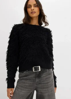 Damen bonprix Bekleidung·Umstandsmode|Bekleidung·Jeans|Grobstrick-Pullover mit Fransen