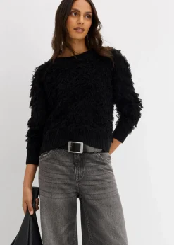 Damen bonprix Bekleidung·Umstandsmode|Bekleidung·Jeans|Grobstrick-Pullover mit Fransen
