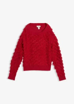 Damen bonprix Nachhaltigere Materialien|Pullover & Strickjacken|Grobstrick-Pullover mit Fransen