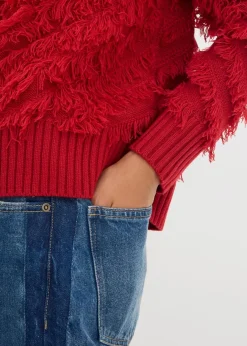 Damen bonprix Nachhaltigere Materialien|Pullover & Strickjacken|Grobstrick-Pullover mit Fransen