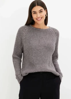 Damen bonprix Pullover & Strickjacken|Strickmode|Grobstrickpullover mit Glanzgarn