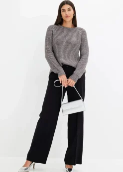 Damen bonprix Pullover & Strickjacken|Strickmode|Grobstrickpullover mit Glanzgarn