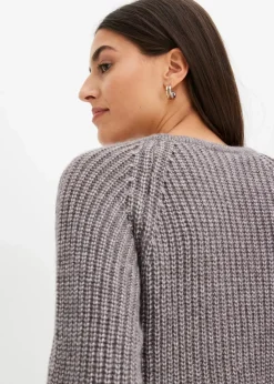 Damen bonprix Pullover & Strickjacken|Strickmode|Grobstrickpullover mit Glanzgarn
