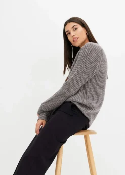Damen bonprix Pullover & Strickjacken|Strickmode|Grobstrickpullover mit Glanzgarn