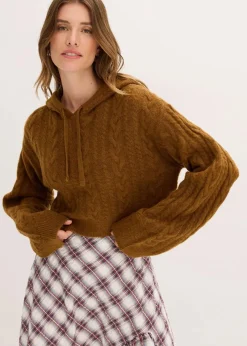 Damen bonprix Bekleidung·Umstandsmode|Strickmode|Grobstrick-Pullover mit Kapuze