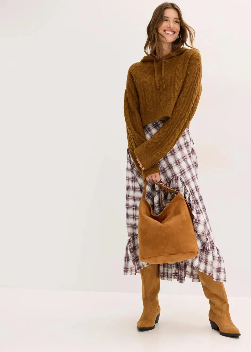 Damen bonprix Bekleidung·Umstandsmode|Strickmode|Grobstrick-Pullover mit Kapuze