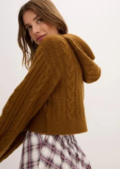 Damen bonprix Bekleidung·Umstandsmode|Strickmode|Grobstrick-Pullover mit Kapuze