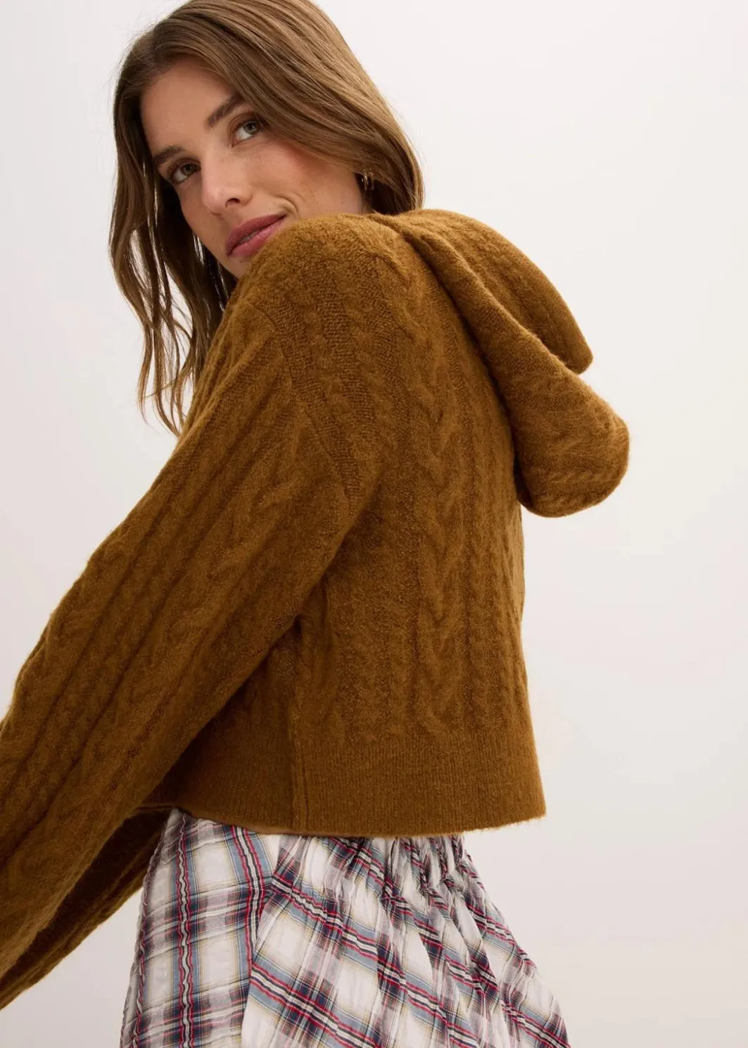 Damen bonprix Bekleidung·Umstandsmode|Strickmode|Grobstrick-Pullover mit Kapuze