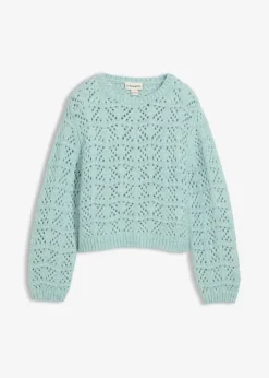 Grobstrick-Pullover mit Lochstickerei Kinder Mädchen 9-16 Jahre·Sweat & Strick