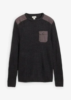 Grobstrick-Pullover mit Pattentasche Herren Große Größen|Pullover & Strickjacken