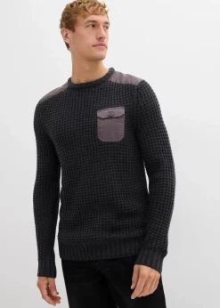 Grobstrick-Pullover mit Pattentasche Herren Große Größen|Pullover & Strickjacken