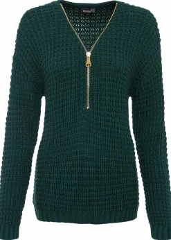 Outlet Grobstrick-Pullover mit Reißverschluss-Detail Damen Bekleidung·Umstandsmode|Bekleidung·Jeans