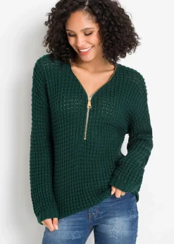 Outlet Grobstrick-Pullover mit Reißverschluss-Detail Damen Bekleidung·Umstandsmode|Bekleidung·Jeans
