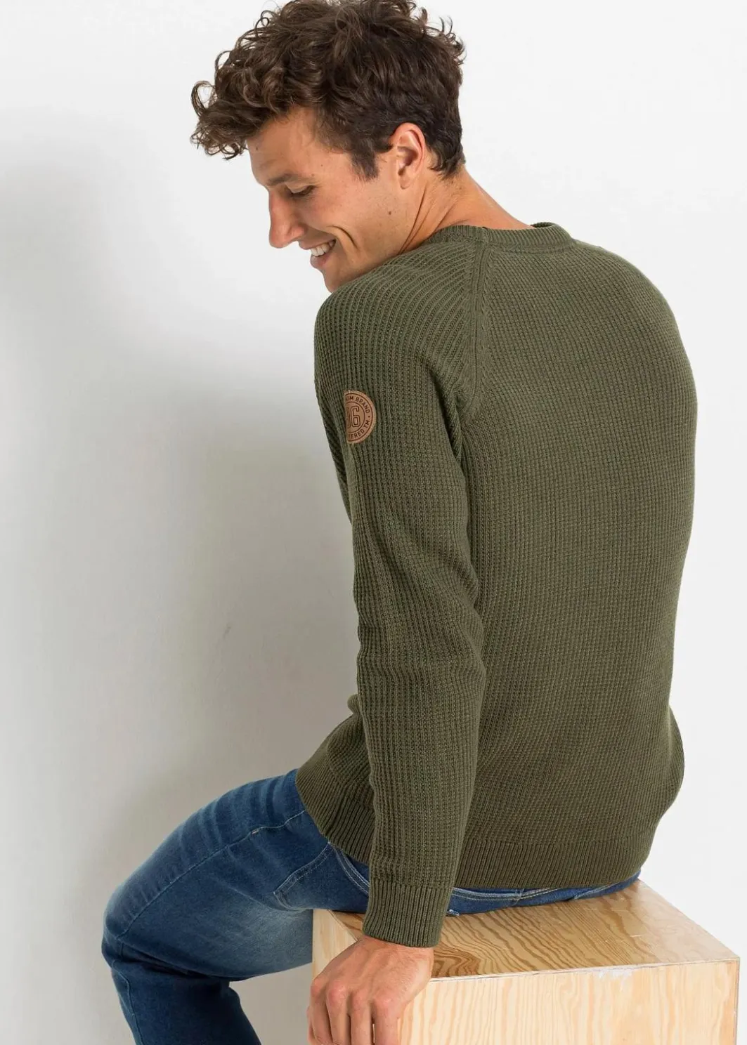 Grobstrick-Pullover mit recycelter Baumwolle Herren Pullover & Strickjacken|Große Größen