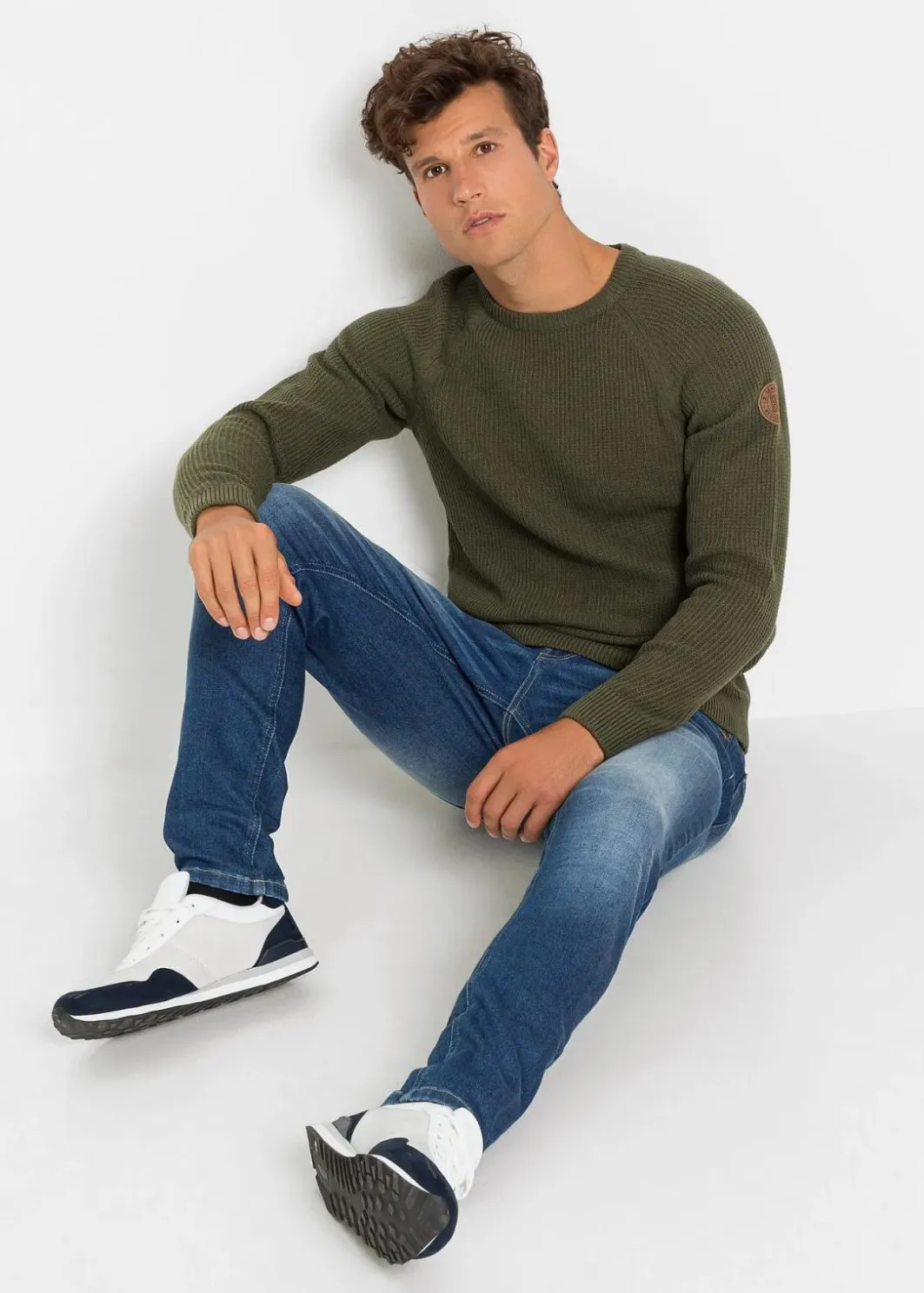 Grobstrick-Pullover mit recycelter Baumwolle Herren Pullover & Strickjacken|Große Größen