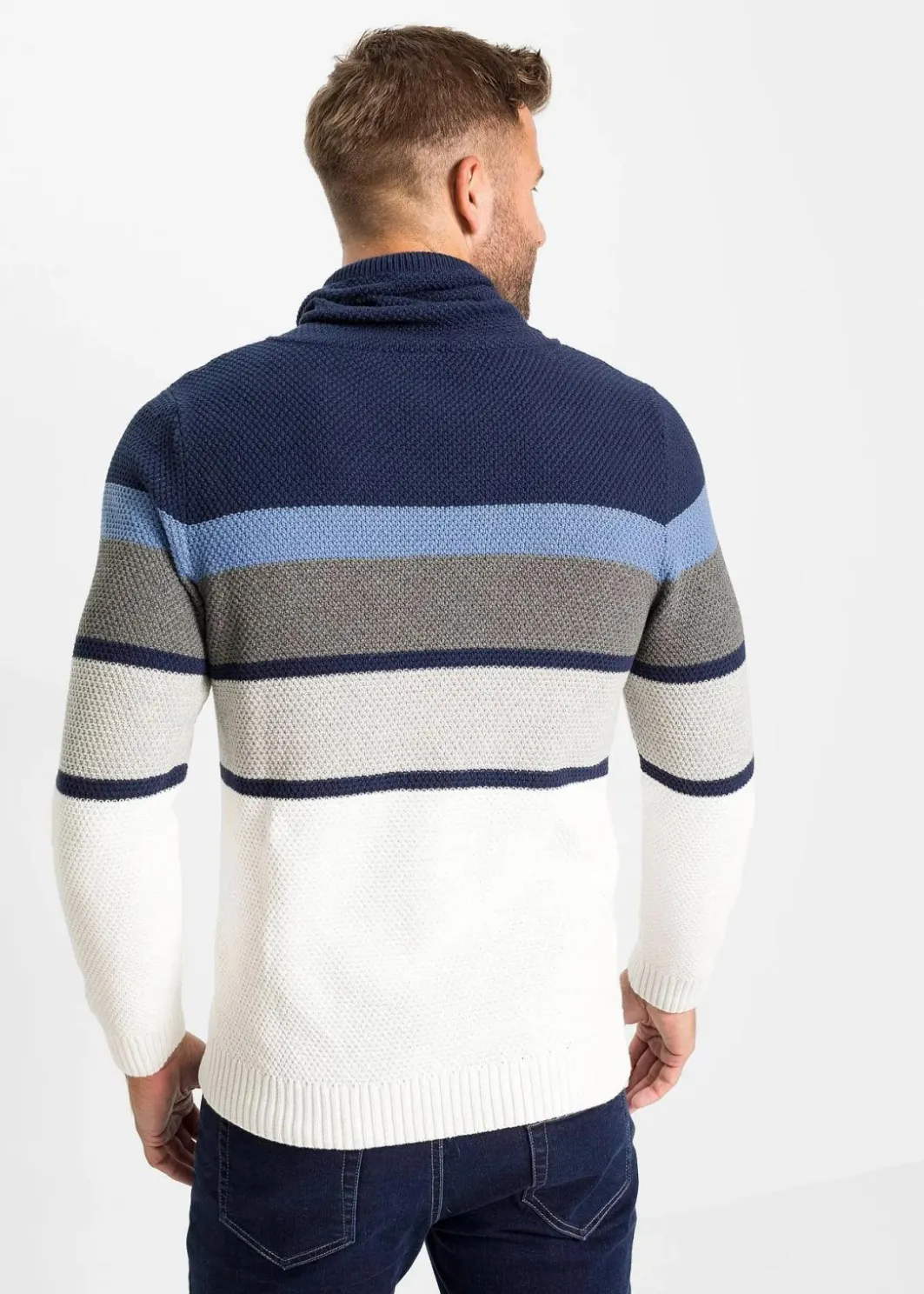 New Grobstrickpullover mit Schlauchkragen aus reiner Baumwolle Herren Große Größen|Pullover & Strickjacken