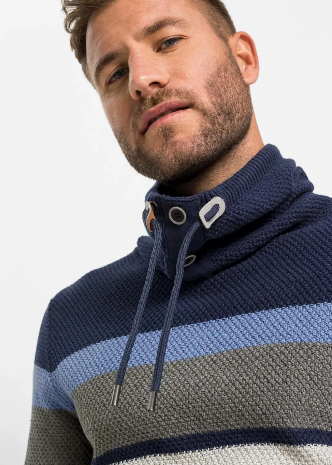 New Grobstrickpullover mit Schlauchkragen aus reiner Baumwolle Herren Große Größen|Pullover & Strickjacken