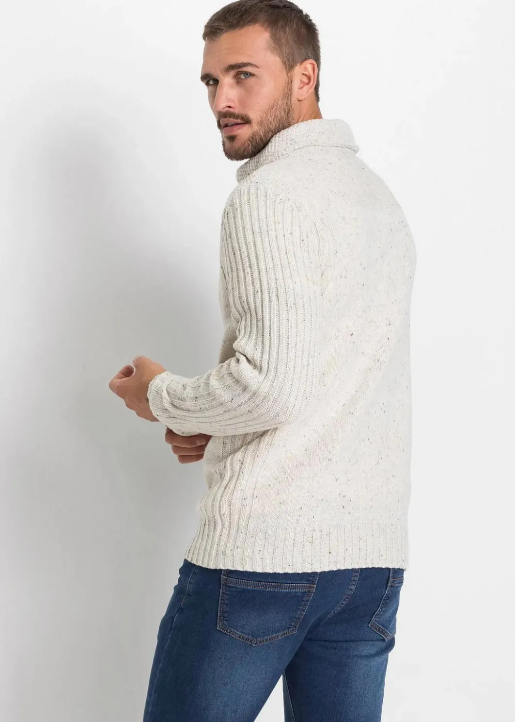Discount Grobstrick-Pullover mit Schalkragen Herren Große Größen|Pullover & Strickjacken