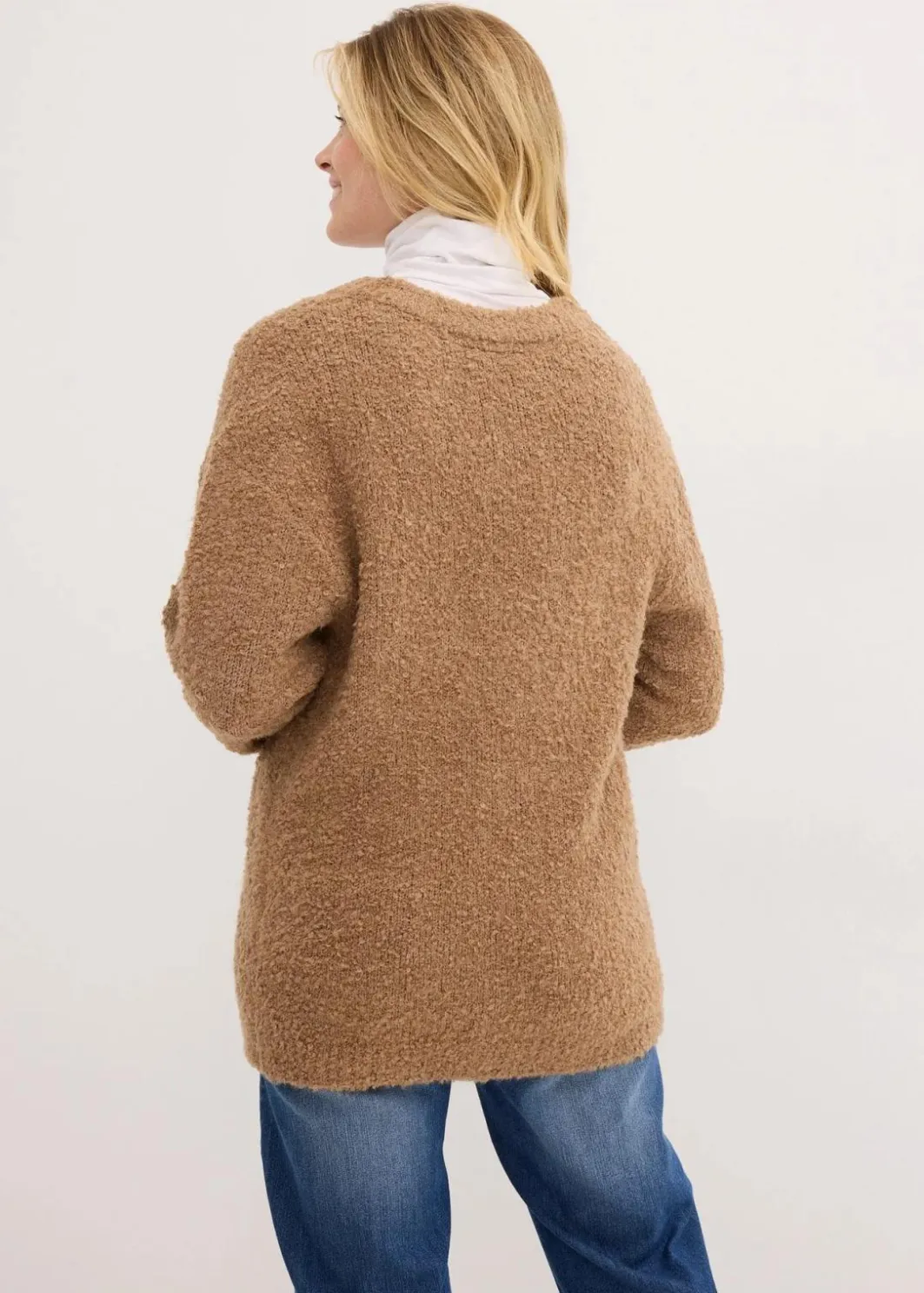 Damen bonprix Pullover & Strickjacken|Bekleidung·Jeans|Grobstrick-Pullover mit V-Ausschnitt