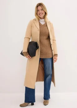 Damen bonprix Pullover & Strickjacken|Bekleidung·Jeans|Grobstrick-Pullover mit V-Ausschnitt