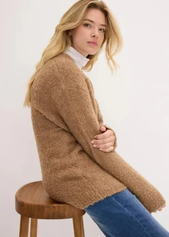 Damen bonprix Pullover & Strickjacken|Bekleidung·Jeans|Grobstrick-Pullover mit V-Ausschnitt