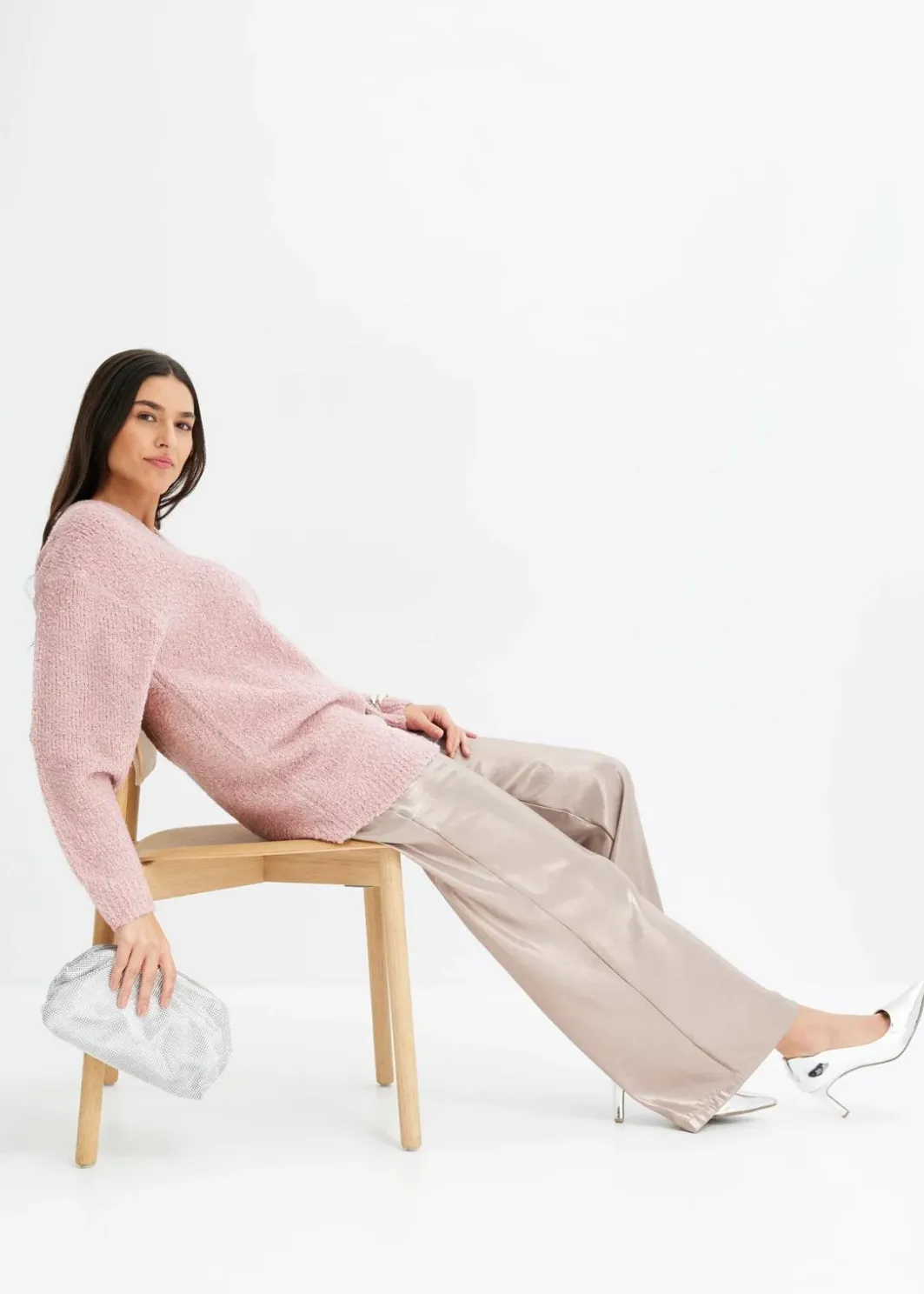 Damen bonprix Bekleidung·Umstandsmode|Strickmode|Grobstrick-Pullover mit V-Ausschnitt