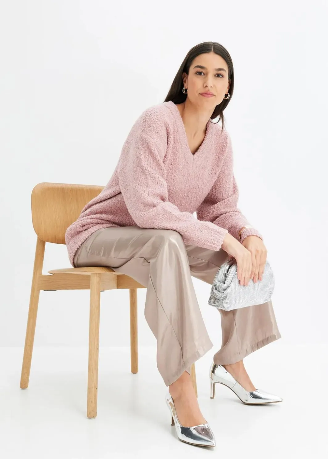 Damen bonprix Bekleidung·Umstandsmode|Strickmode|Grobstrick-Pullover mit V-Ausschnitt