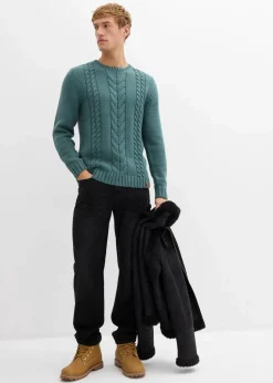 Sale Grobstrick-Pullover mit Zopfmuster Herren Große Größen|Pullover & Strickjacken