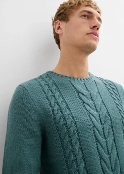 Sale Grobstrick-Pullover mit Zopfmuster Herren Große Größen|Pullover & Strickjacken