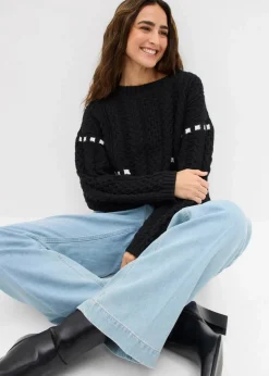 Damen bonprix Bekleidung·Umstandsmode|Bekleidung·Jeans|Grobstrick-Pullover mit Zopfmuster
