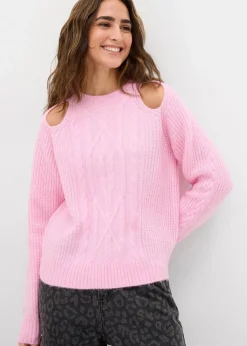 Hot Grobstrick-Pullover mit Zopfmuster Damen Bekleidung·Umstandsmode|Strickmode