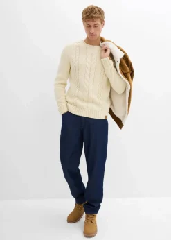Hot Grobstrick-Pullover mit Zopfmuster Herren Pullover & Strickjacken|Große Größen