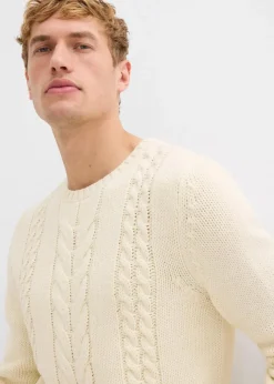 Hot Grobstrick-Pullover mit Zopfmuster Herren Pullover & Strickjacken|Große Größen