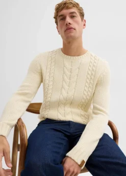 Hot Grobstrick-Pullover mit Zopfmuster Herren Pullover & Strickjacken|Große Größen