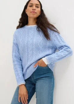 New Grobstrick-Pullover mit Zopfmuster Damen Strickmode|Pullover & Strickjacken