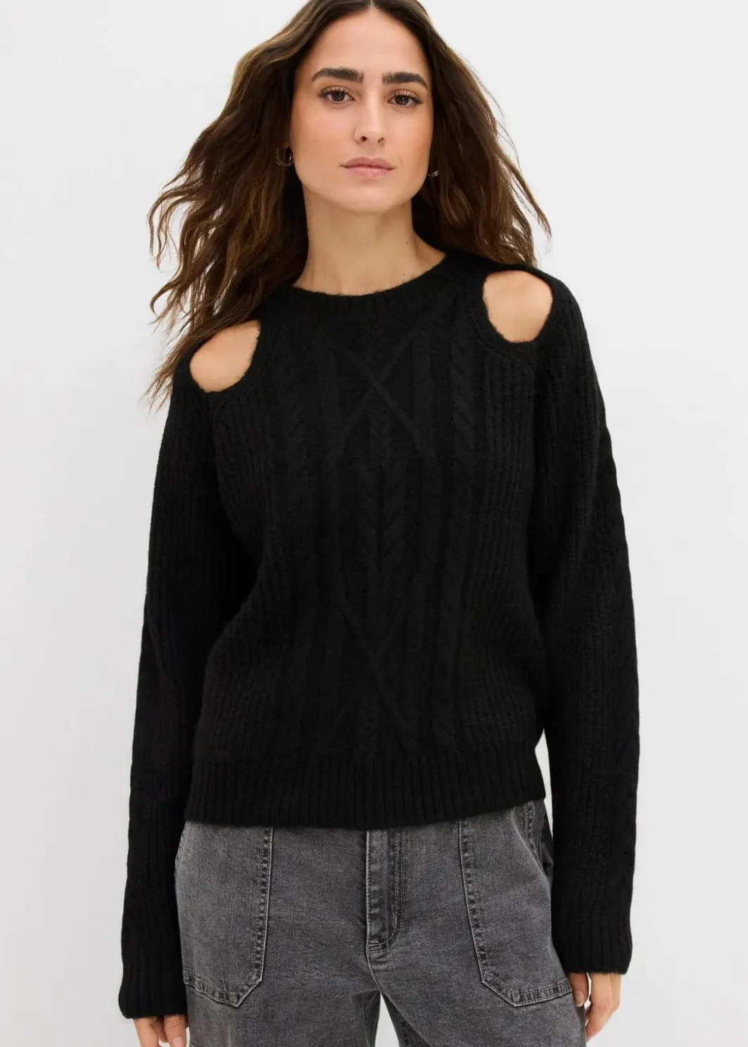 Damen bonprix Bekleidung·Umstandsmode|Strickmode|Grobstrick-Pullover mit Zopfmuster