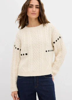 Outlet Grobstrick-Pullover mit Zopfmuster Damen Pullover & Strickjacken|Strickmode