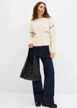 Outlet Grobstrick-Pullover mit Zopfmuster Damen Pullover & Strickjacken|Strickmode