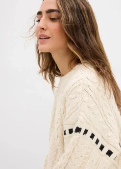 Outlet Grobstrick-Pullover mit Zopfmuster Damen Pullover & Strickjacken|Strickmode