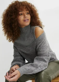 Damen bonprix Bekleidung·Umstandsmode|Bekleidung·Jeans|Grobstrick-Pullover schulterfrei
