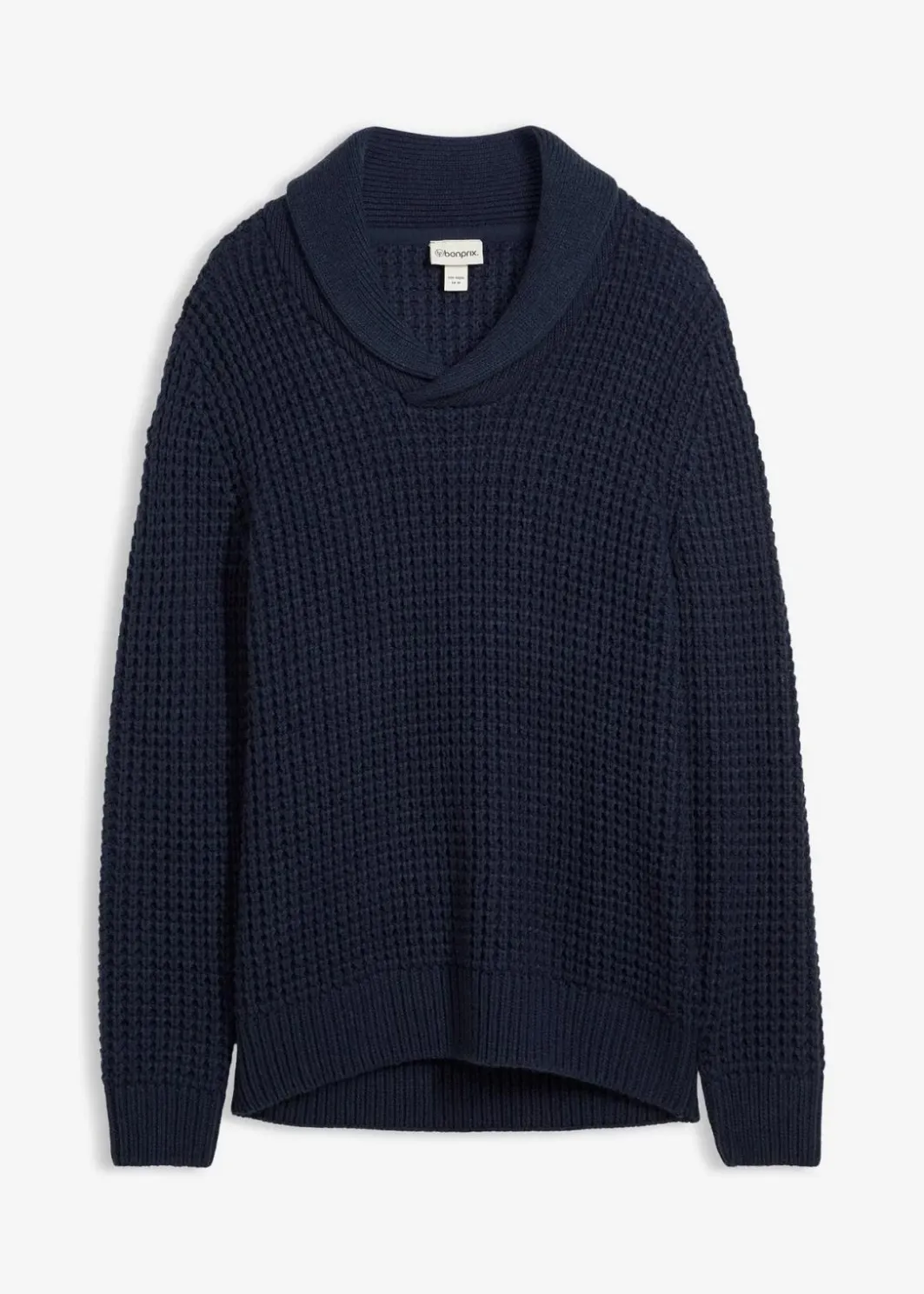 Herren bonprix Große Größen|Pullover & Strickjacken|Grobstrick-Schallkragenpullover mit Waffelstruktur