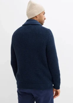 Herren bonprix Große Größen|Pullover & Strickjacken|Grobstrick-Schallkragenpullover mit Waffelstruktur
