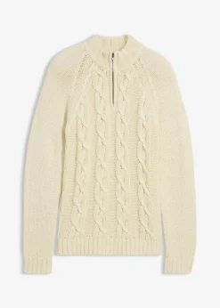 Herren bonprix Große Größen|Pullover & Strickjacken|Grobstrick-Troyer mit Zopfmuster aus weichem Baumwollmix