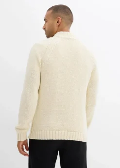 Herren bonprix Große Größen|Pullover & Strickjacken|Grobstrick-Troyer mit Zopfmuster aus weichem Baumwollmix