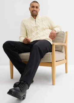 Herren bonprix Große Größen|Pullover & Strickjacken|Grobstrick-Troyer mit Zopfmuster aus weichem Baumwollmix