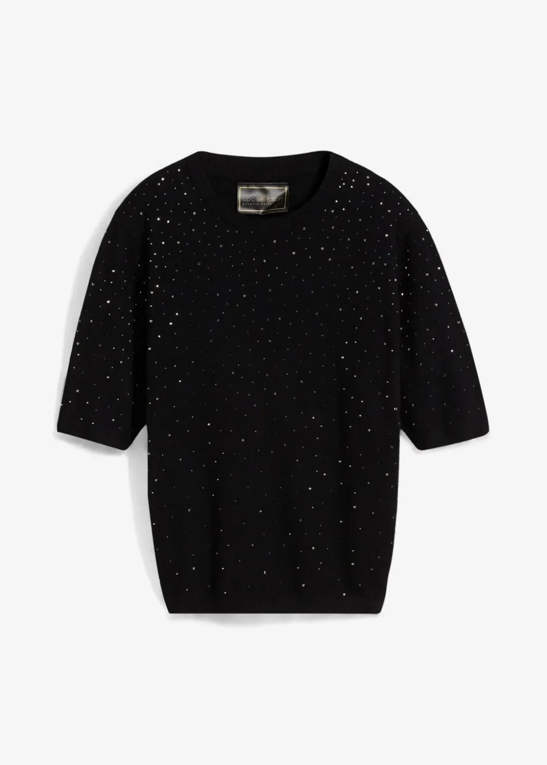 Discount Halbarm Feinstrickpullover mit Glitzersteinchen Damen Bekleidung·Umstandsmode|Strickmode