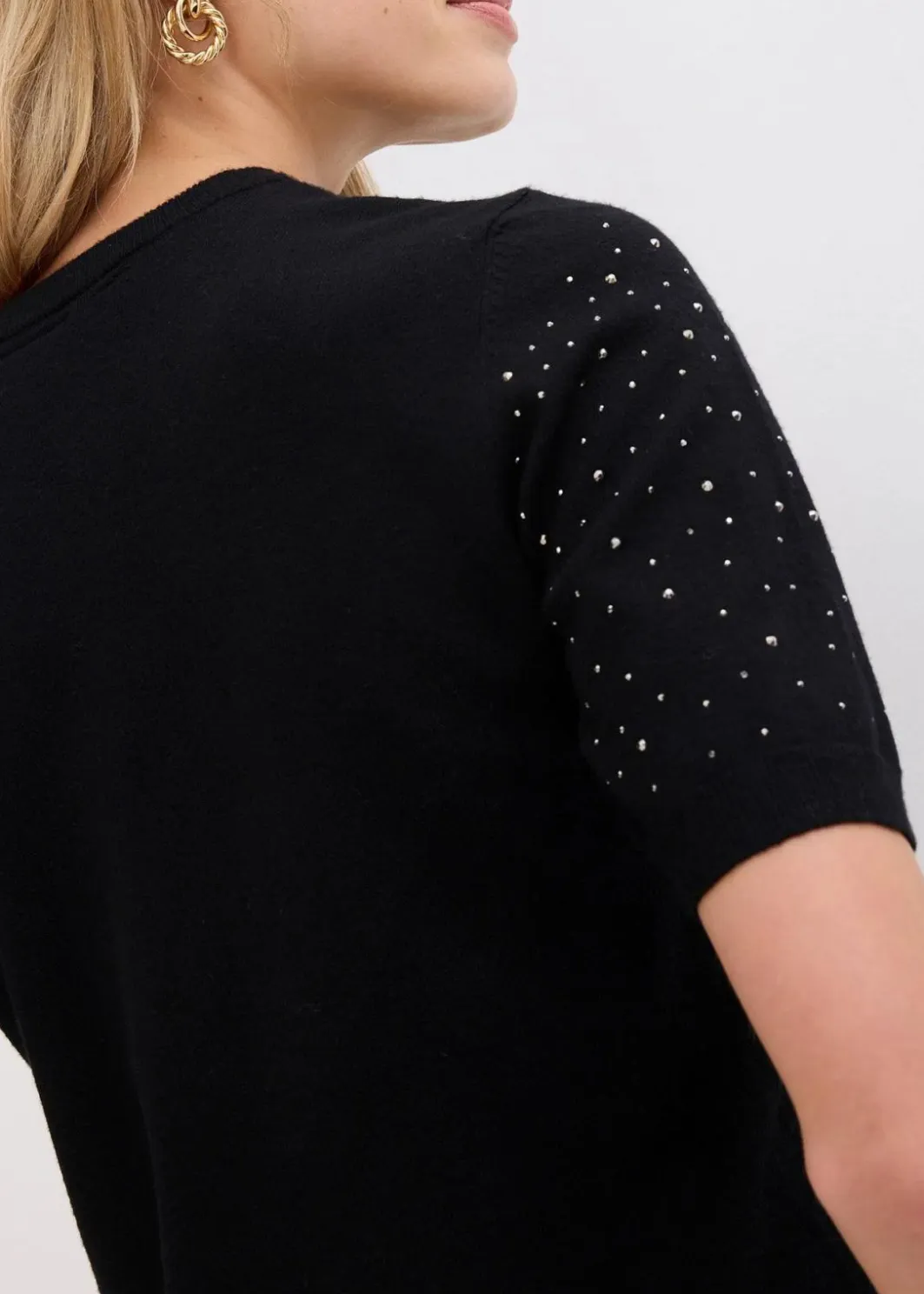 Discount Halbarm Feinstrickpullover mit Glitzersteinchen Damen Bekleidung·Umstandsmode|Strickmode