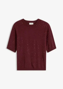 Damen bonprix Bekleidung·Umstandsmode|Strickmode|Halbarm Feinstrickpullover mit Glitzersteinchen