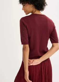 Damen bonprix Bekleidung·Umstandsmode|Strickmode|Halbarm Feinstrickpullover mit Glitzersteinchen