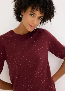 Damen bonprix Bekleidung·Umstandsmode|Strickmode|Halbarm Feinstrickpullover mit Glitzersteinchen